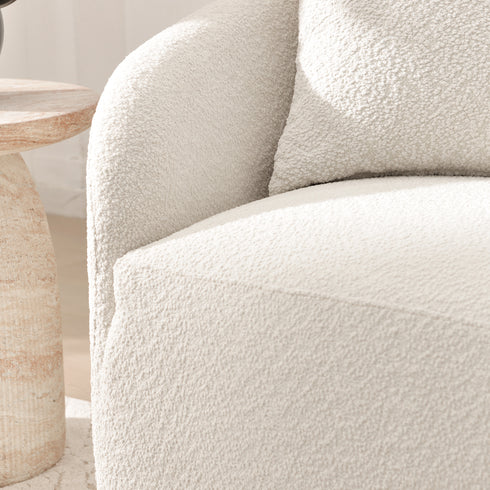 Susie White Bouclé Loveseat Sofa | Small White Loveseat | Kinwell Furniture | Modern Bouclé Couch for Cozy Spaces